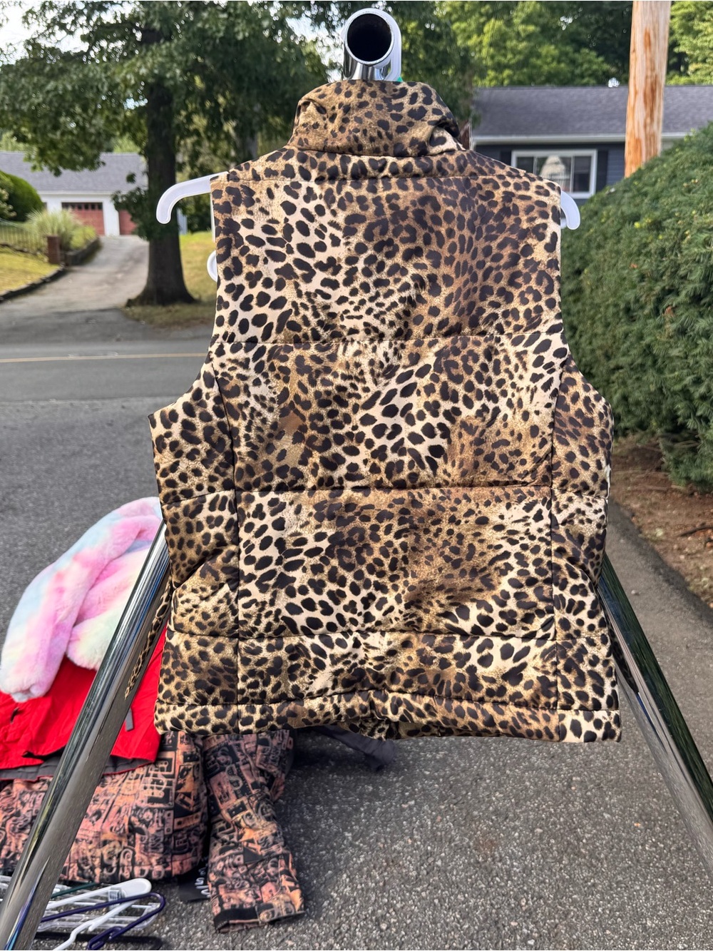 Jones New York Leopard Print Puffer Vest - Tan, Brown, Black
